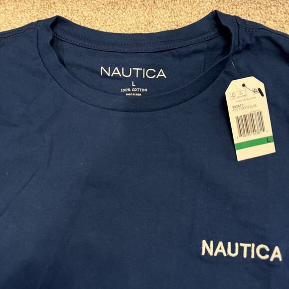 NWT Nautica Men's Short Sleeve Solid Crew Neck T-Shirt Size Large - Picture 3 of 9